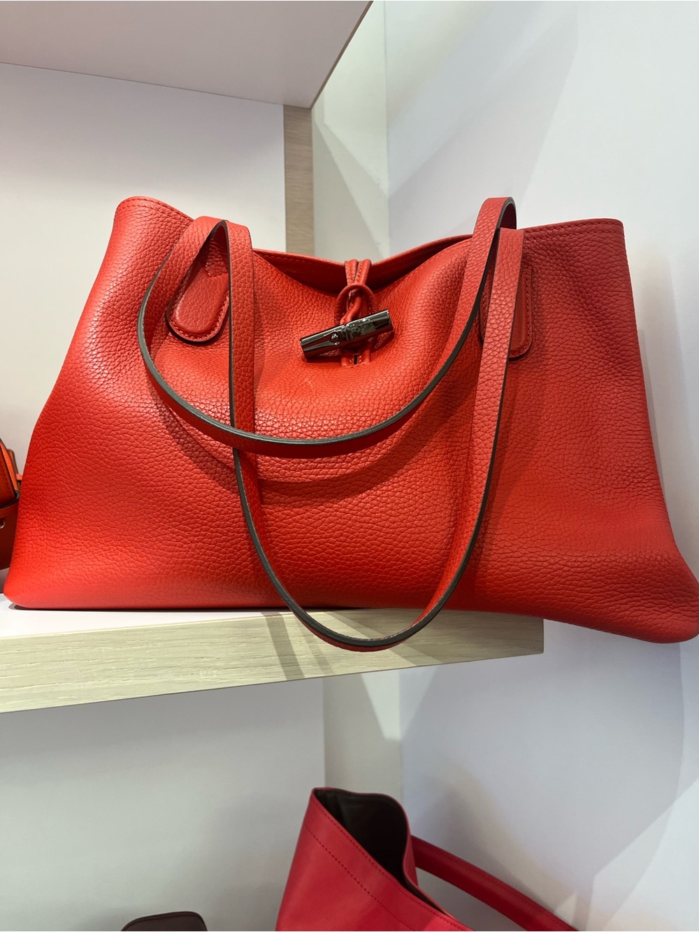 Longchamp Roseau red leather tote brand new